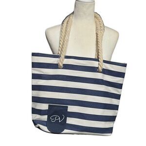 Porto Vino NWT Nautical Striped Wine Bag Beach Tote
